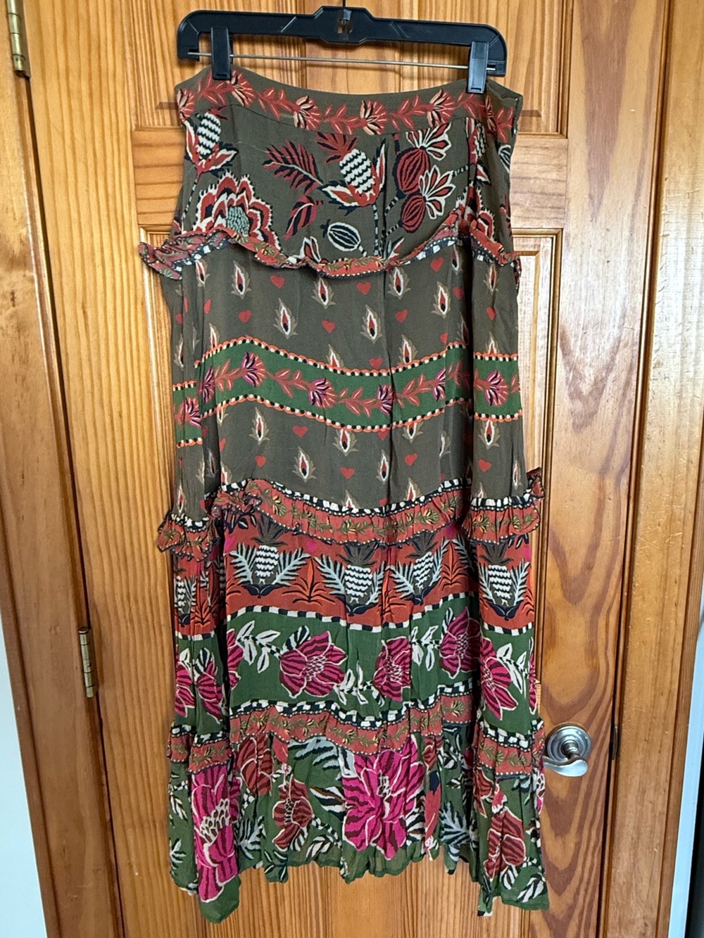 Farm Rio Ainika Floral Garden Tiered Maxi Skirt, Size Extra Large